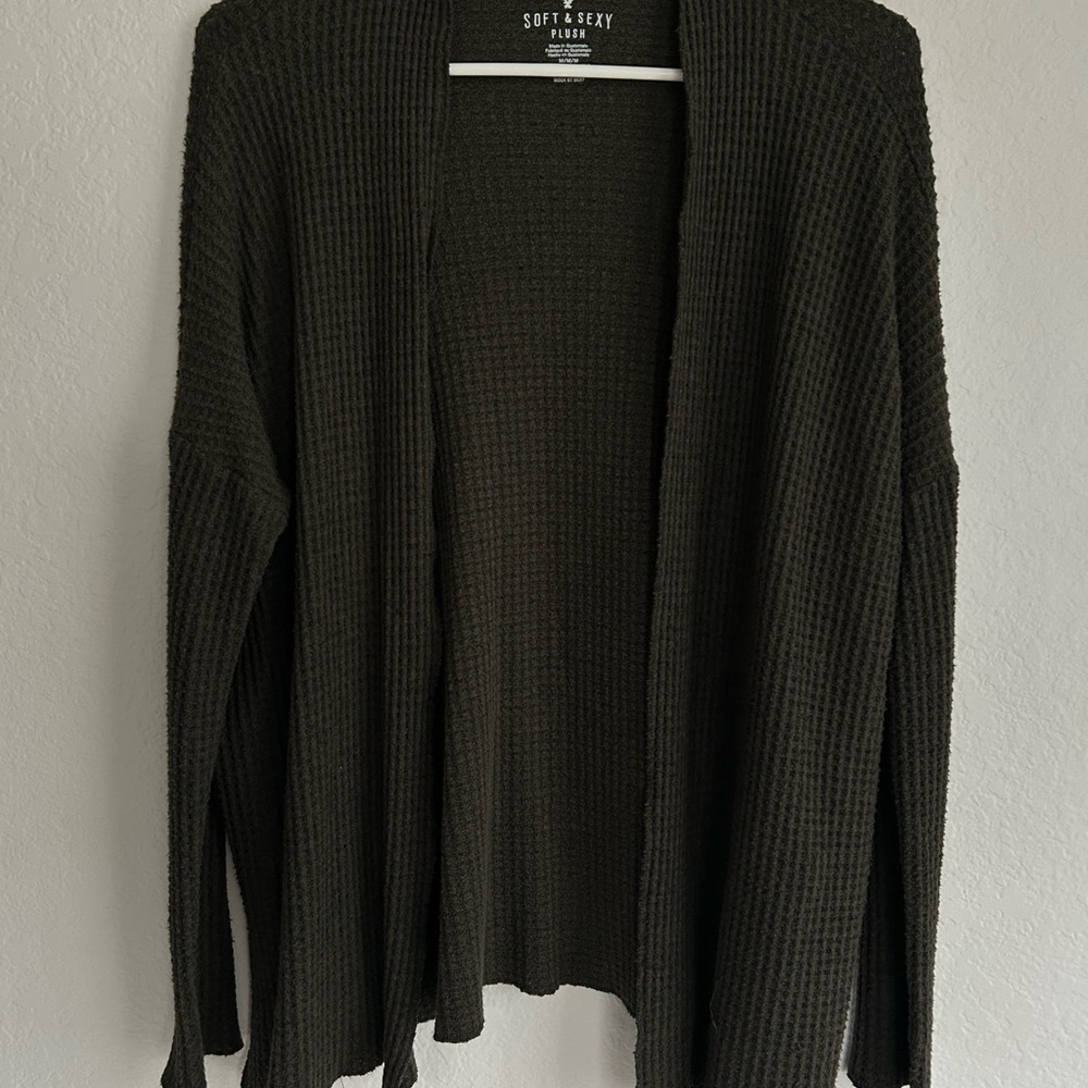 Women’s plush olive green cardigan